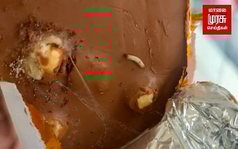 சாக்லேட்டில் நெளிந்த புழு... அதிர்ச்சியில் சாக்லேட் பிரியர்கள்!!!