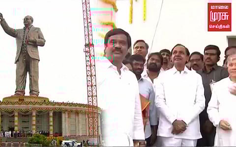 125 அடி உயர அம்பேத்கர் சிலை... திறந்து வைத்த பேரன்!!