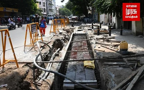 கருணாநிதி பிரதான சாலையில் மழைநீர் வடிகால்வாய் பணிகளை ஆய்வு செய்தார் தலைமை செயலாளர்...!