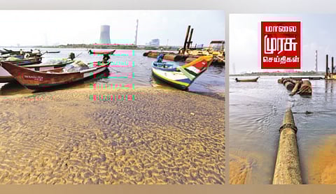 கொசஸ்தலை ஆற்றில் மஞ்சள் நிற கழிவு ; மீனவர்கள் கவலை