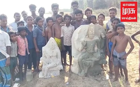 கொள்ளிடம் ஆற்றில் இருந்து சாமி சிலைகள் கண்டெடுப்பு...!!
