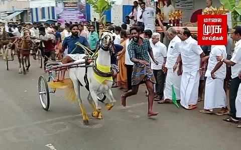 விறுவிறுப்பாக நடைபெற்ற குதிரை ரேக்ளா பந்தயம்...!!