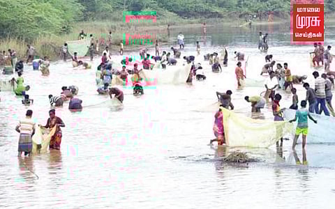 ஆண்டிபட்டி அருகே கண்டமனூரில் நடைபெற்ற மீன்பிடி திருவிழா..!!