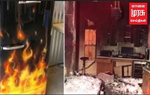 பிரிட்ஜை திறந்த பொழுது பரிதாபம் : மூதாட்டி தீக்காயம் - மகன்களுக்கு மூச்சுதிணறல் ....