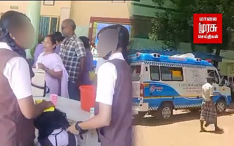 பள்ளி மாணவர்கள் மீது சரிந்து விழுந்த ஷாமியான பந்தல்!