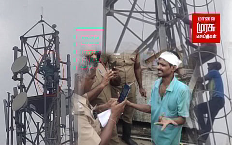 "எனக்கு என் வண்டி வேணும்!" : டவர் மீது ஏறி போதை ஆசாமி அட்டகாசம்!