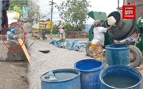 பொதுக்கழிப்பிட கட்டுமான பணிகளுக்கு பொதுக்குடிநீரை பயன்படுத்திய ஒப்பந்ததாரர்!