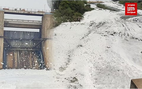 அணையில் இருந்து வெளியேற்றப்படும் நீரில் ரசாயன நுரைகள்... விவசாயிகள் அதிர்ச்சி!!