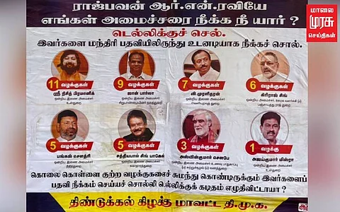 ”ராஜ்பவன் ஆர்.என்.ரவியே ! எங்கள் அமைச்சரை நீக்க நீ யார்?” போஸ்டரால் பரபரப்பு!
