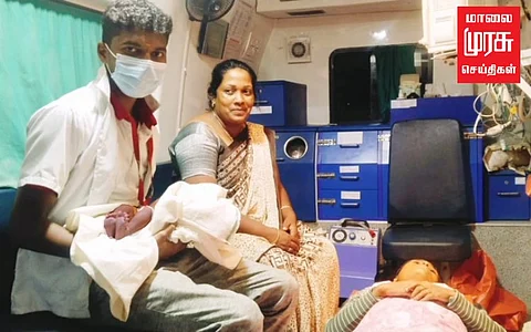 ஆம்புலன்ஸில் பெண்ணுக்கு பிரசவம்... மருத்துவ உதவியாளருக்கு குவியும் பாராட்டு!!