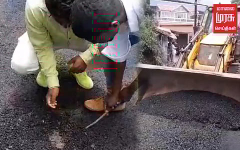 தரம் இல்லாத சாலை; பொதுமக்கள் போராட்டம்!