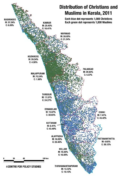 Christians and Muslims in Kerala, 2011