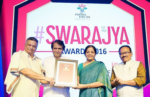 T C A Srinivasa-Raghavan, with Prabhu, Sitharaman and Goa Chief Minister Laxmikant Parsekar