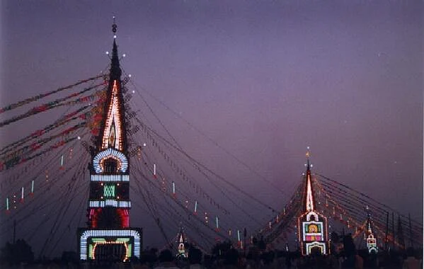 <i>Prabhas</i> being carried during the <i>Shivratri</i> festival.