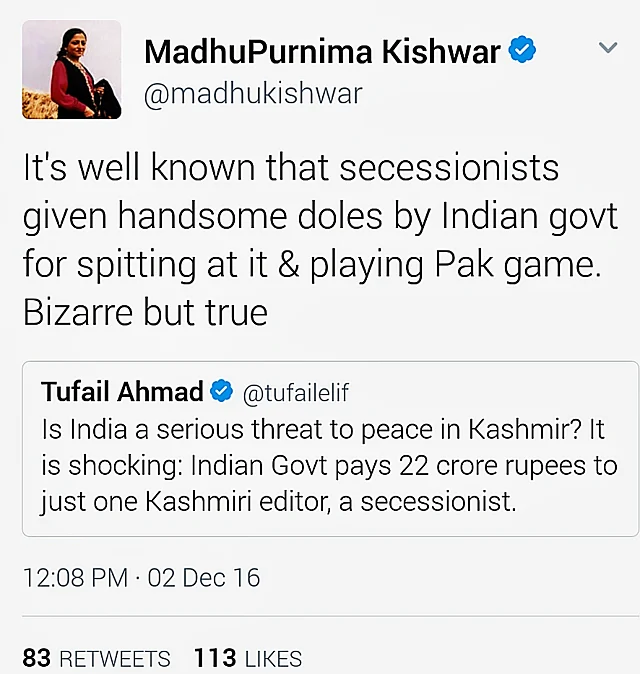Can A Kashmir CJM Defy SC? The Curious Case Of Criminal Defamation Against Madhu Kishwar