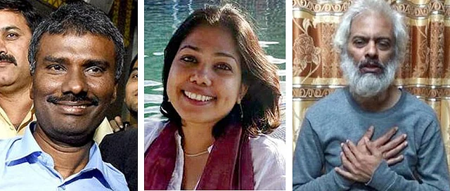 From left, Father Alexis Prem Kumar, aid worker and Uzhunnalil