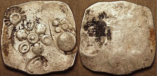 Magadha coin; 25 mashakas, fifth century BCE. (Source: CoinIndia)