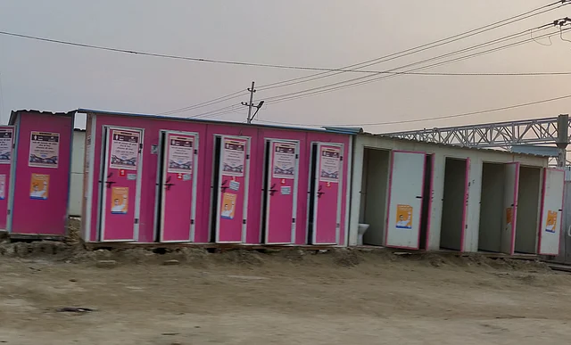 Mobile toilets set up during the mela 