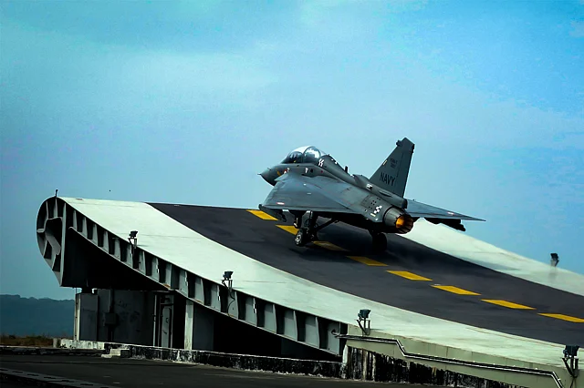HAL Tejas NP-1 takes-off from the shore based test facility at INS Hansa, Goa. (IndianNavy/Wikipedia)