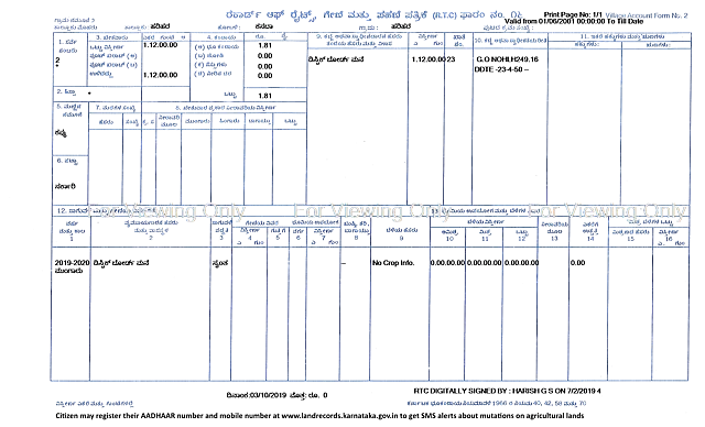 A sample digitised RTC