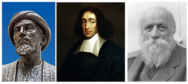 Moses ben Maimon (1138–1204); Baruch Spinoza (1632-1677); Martin Buber (1878-1965) : Some of the Jewish philosophers, mystics dealt in the book