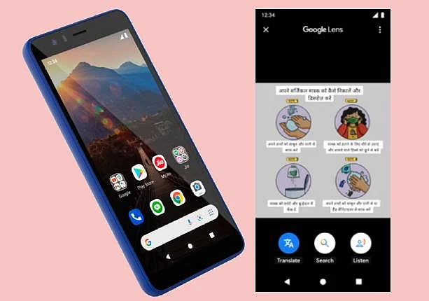 JioPhone Next (on screen is the translation tool provided by the custom-built Android)