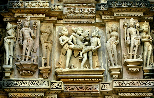 Erotic Hindu sculptures on the outer walls of a temple in Khajuraho. (Photo: Reuters)