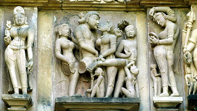 Erotic Hindu sculptures on the outer walls of a temple in Khajuraho. (Photo: Reuters)