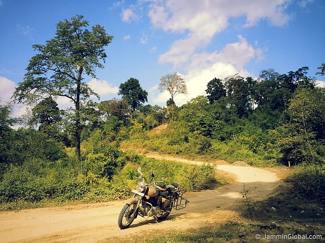 Riding through the jungles of western Myanmar where the tar road hasn’t reached yet. (Photo: Jay Kannaiyan)