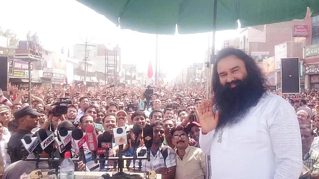 Dera Sacha Sauda chief Gurmeet Ram Rahim Singh with his followers in Panipat.