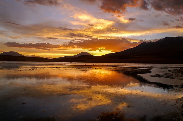 Sunset at Laguna Canapa, dotted with flamingoes in southwestern Bolivia. (Photo Courtesy: Jay Kannaiyan)