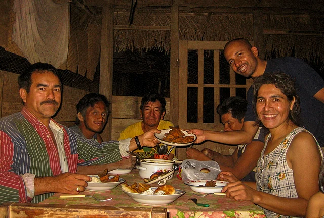 Being invited for dinner by local farmers in northern Bolivia. (Photo Courtesy: Jay Kannaiyan)