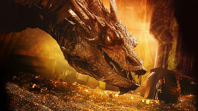 Smaug the dragon in a scene from <i>The Hobbit</i>