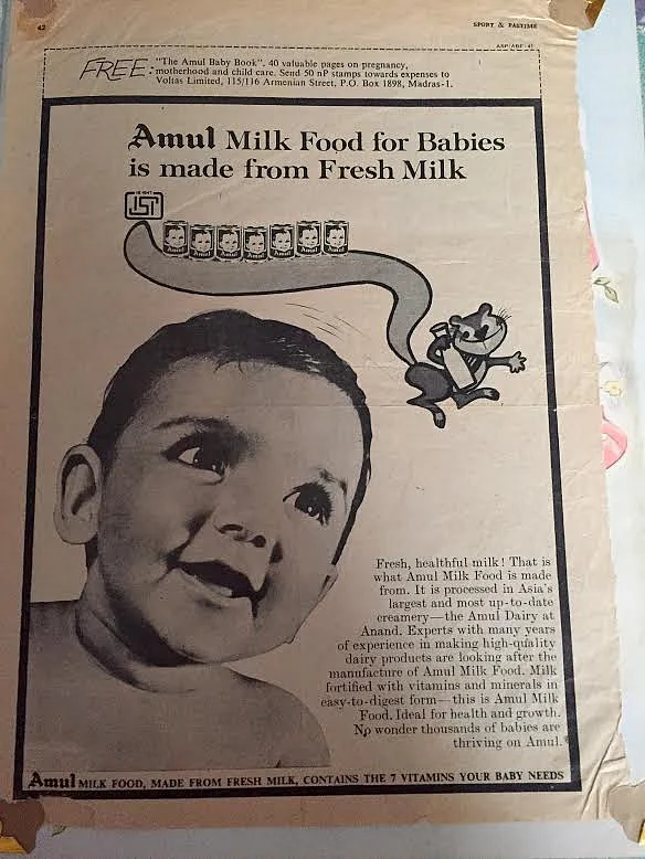 Smita Tharoor as the Amul baby. (Photo Courtesy: Shashi Tharoor)