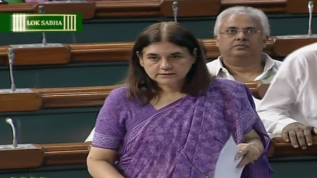 Women and Child Development Minister Maneka Gandhi speaks in Lok Sabha. (Photo: ANI screenshot)