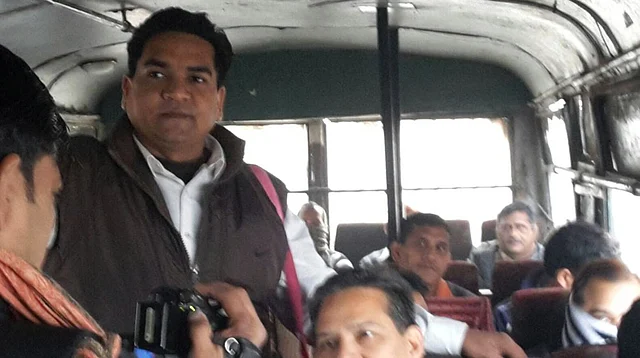 Kapil Mishra, Delhi tourism minister, takes a bus for work. (Photo courtesy: Kapil Mishra’s Twitter feed)