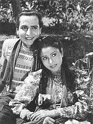 Pran with Anjana in his first film (Punjabi)<i>Yamla Jat </i>