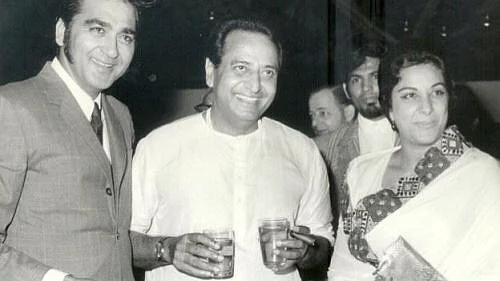 Pran with Sunil Dutt and Nargis (Photo courtesy: Pinterest)