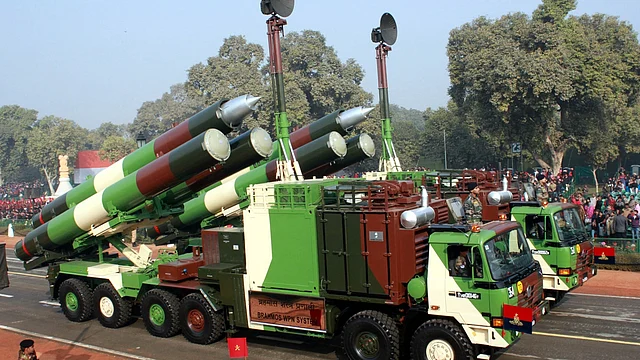 Indian Army missile carrier trucks during full dress rehearsal for Indian Republic Day parade at Rajpath in New Delhi on 23 January 2016. (Photo: IANS)