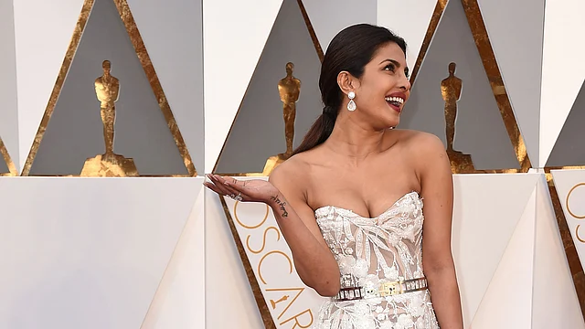 Priyanka Chopra arrives at the Oscars on Sunday, 28 February 2016, at the Dolby Theatre in Los Angeles. 
