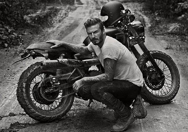 Dirt biking we see? No one is looking at that bike, don’t worry. (Photo: <a href="https://www.facebook.com/Beckham/photos">Beckham’s Facebook page</a>)
