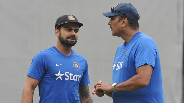 Virat Kohli (L) and Ravi Shastri (R). (Photo: IANS)