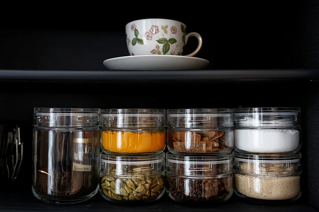 Glasses and spices sit on a shelf in the apartment of minimalist Saeko Kushibiki in Fujisawa, south of Tokyo, Japan. (Photo: Reuters) 