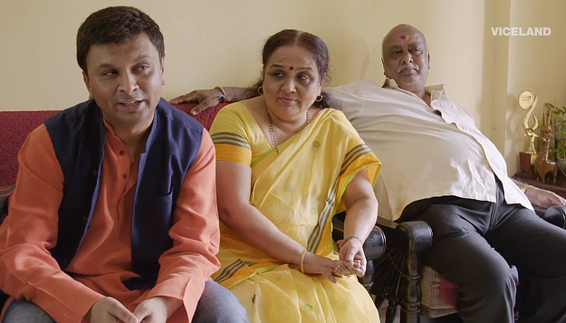 Iyer with his parents during the interview. (Photo courtesy: Viceland)