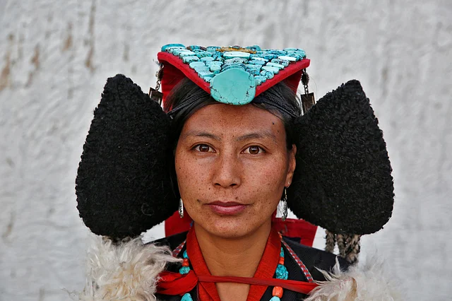 Phunchok Angmo, 33, a mathematics teacher, poses for a photograph at Thiksey monastery, near Leh. (Photo: Cathal McNaughton)