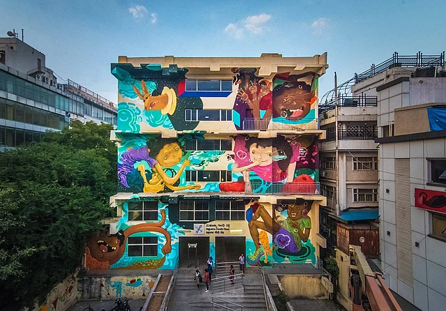 Mumbai-based Harshvardhan Kadam has painted the largest work of his career at MG Road Metro Station. The walls of the station depict the story of five kids. The idea is to reflect the energy of MG Road the iconic heartland of Bengaluru. (Photo Courtesy: <a href="http://www.st-artindia.org/blr-2016">St-art Foundation</a>)