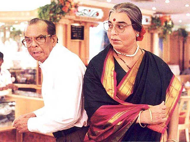 Johnny Walker with Kamal Haasan in a still from <i>Chachi 420</i>. 