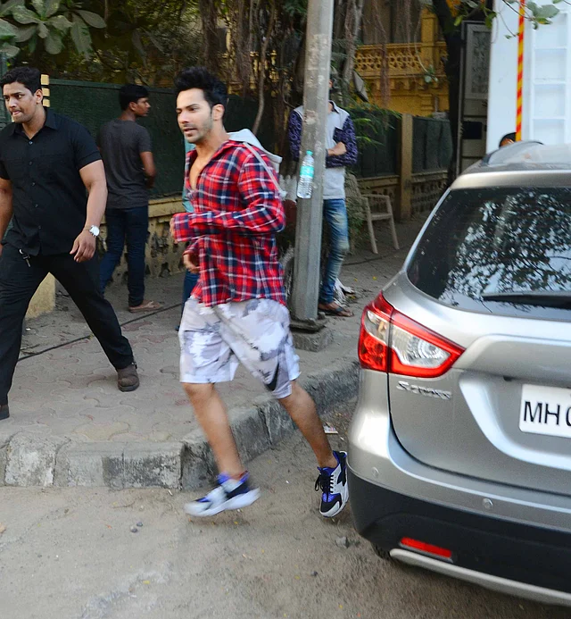 Varun makes a dash from his car to the location. (Photo: Yogen Shah)