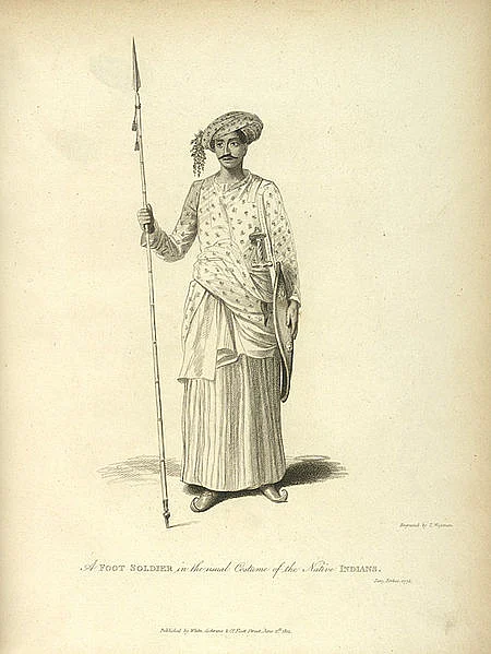 Sketch of a Maratha soldier from the army that went to fight at Panipat. Chronicles reflect how the thinly clothed soldier suffered in the north’s freezing cold. (Photo courtesy: <a href="http://wikivisually.com/wiki/File:Maratha_Soldier.jpg">Wikipedia)</a>