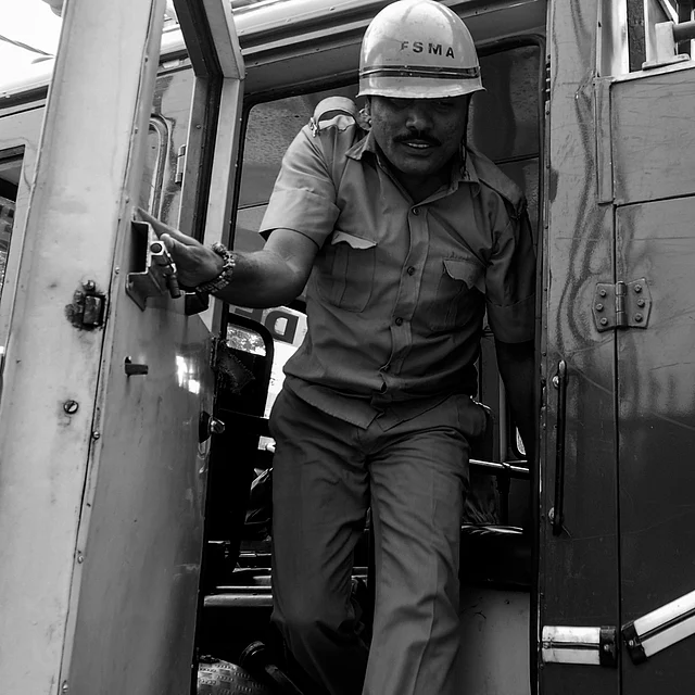 A fireman coming out of the firetruck. (Photo courtesy: Sameer Khan)